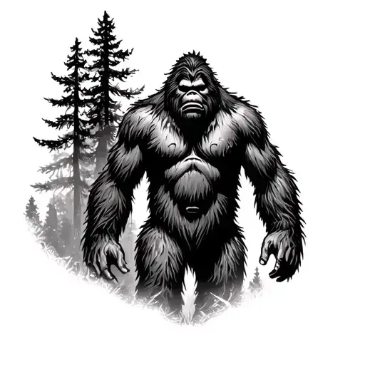 Bigfoot Hidden In Forest