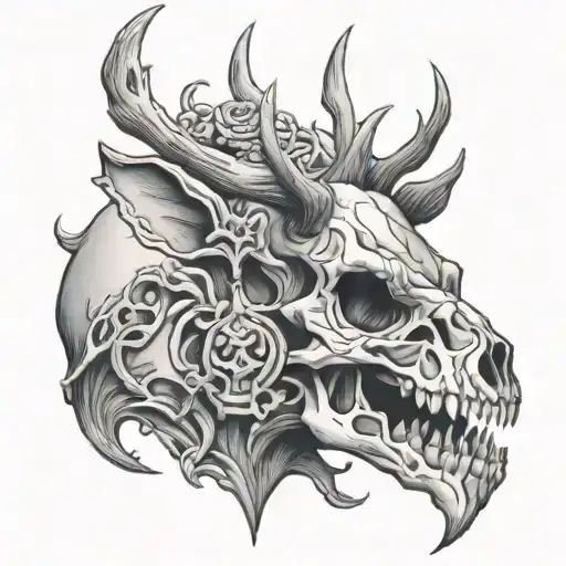 Skull Of An Old Deer