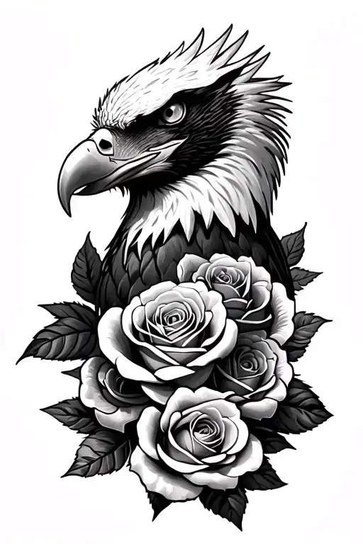 Bald Eagle With Roses