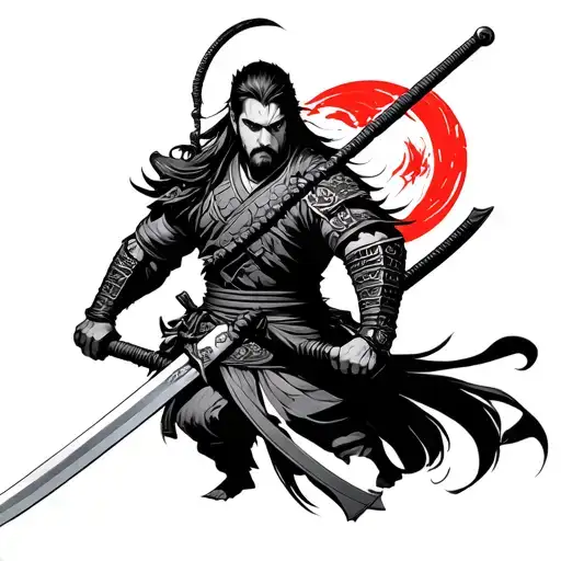 Anime Samurai Warrior Holding Sword