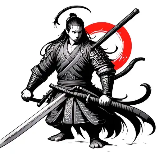 Anime Samurai Warrior Holding Sword
