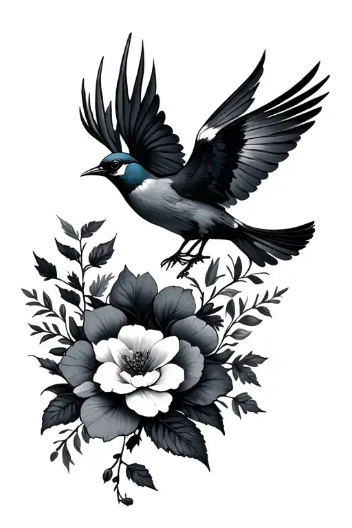 Crown Flowers Bird Flying Queen