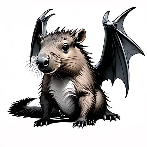 Capybara Dressed As A Dragon With Wings