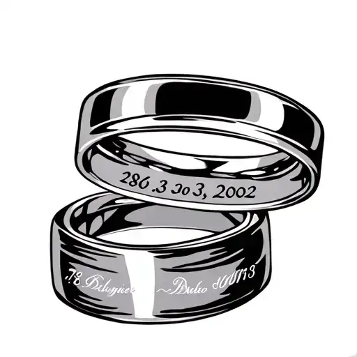 2 Wedding Rings With Date 28-03-2002 In It