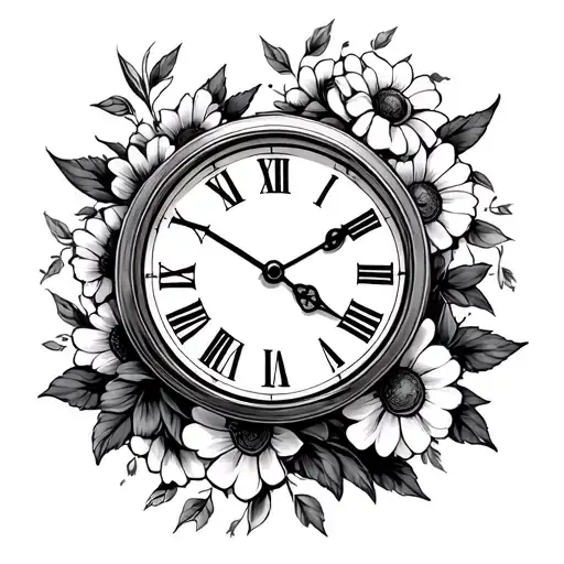 Hand Clock With Flowers