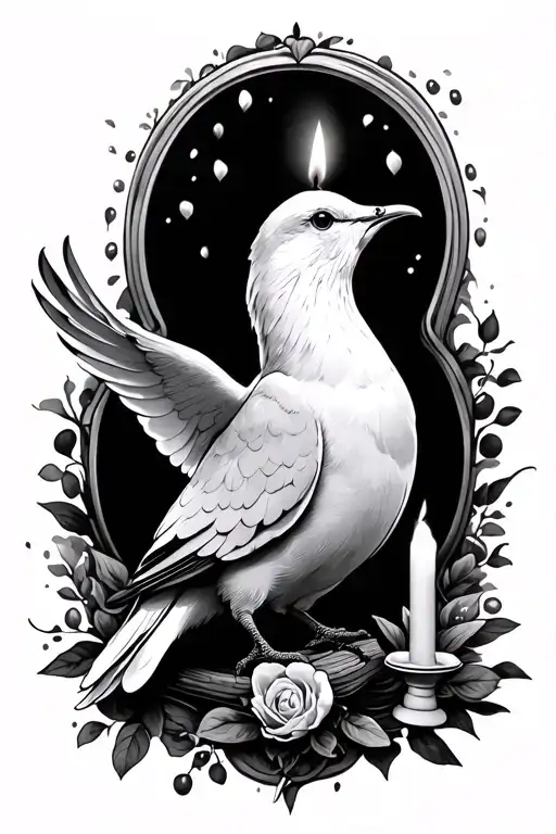 Dove With Lit Candle