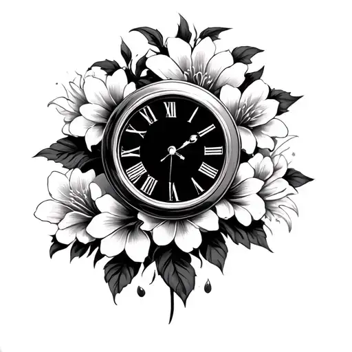Hand Clock With Lili Flowers Surrounded