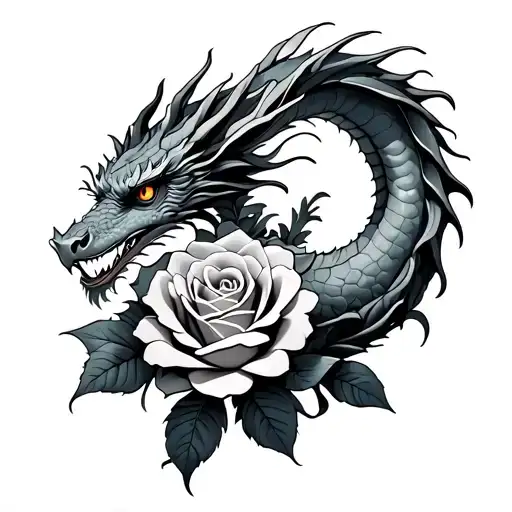 Dragon Around Roses