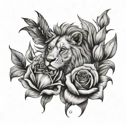 Lion Dove Tulip And S Rose Intertwined