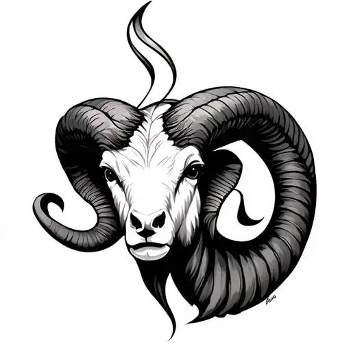 Aries Tattoo In Black And White