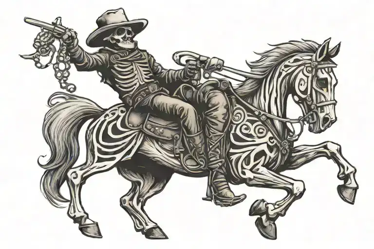 Skeleton Cowboy On A Skeleton Horse