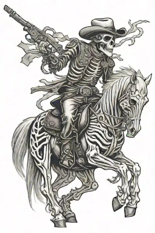 Skeleton Cowboy On A Skeleton Horse