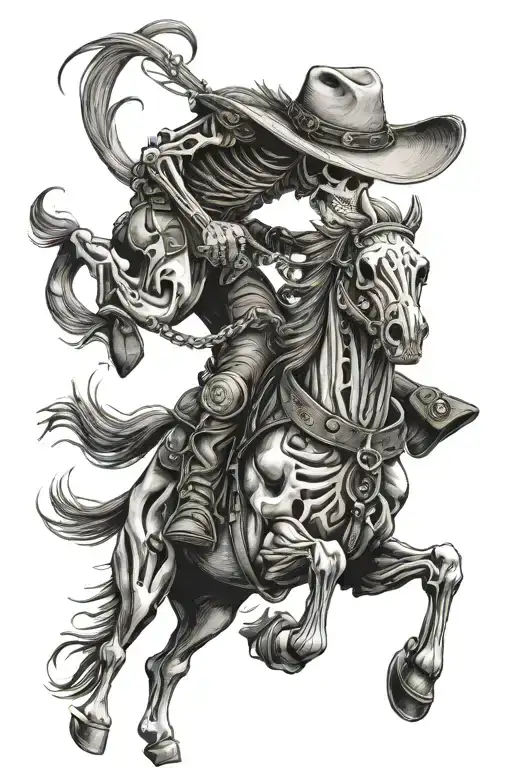 Skeleton Cowboy On A Skeleton Horse