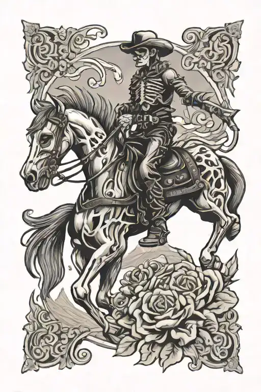 Skeleton Cowboy On A Skeleton Horse