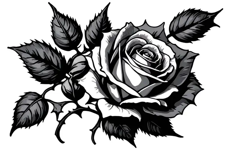 Rose With Thorns And Stem