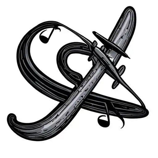 Music Note With Aeroplane Circling