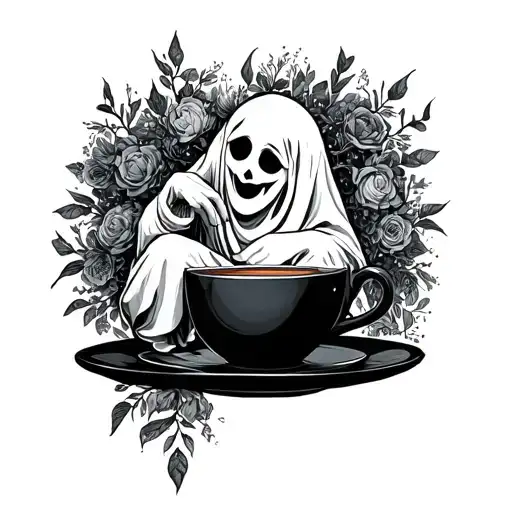 Ghost Sitting In A Cup Of Tea Listening To Music