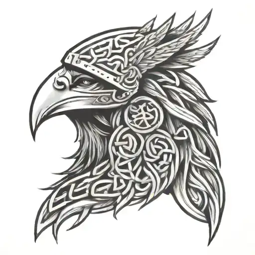 Celtic Warrior Head With Celtic Knot Work Background