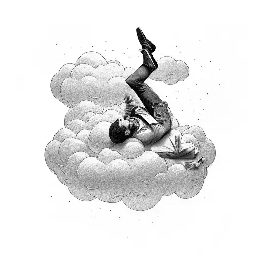 A Man Lying On A Cloud