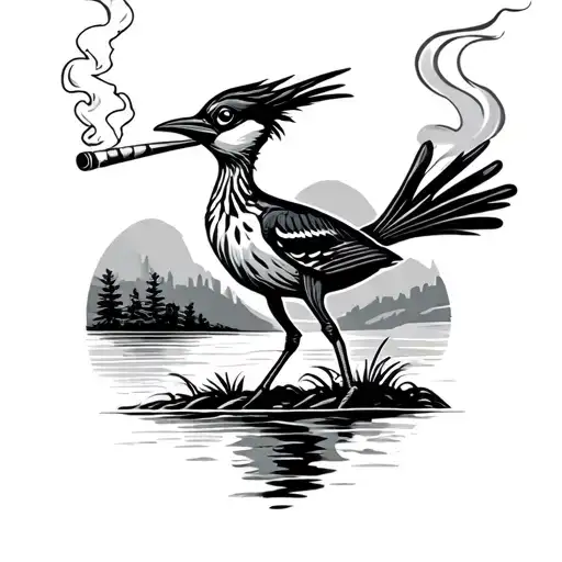 A Roadrunner Smoking A Joint With A Background Of The Mississippi River