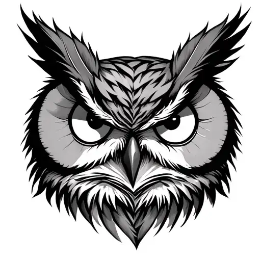 Angry Owl Eyes Inside Feather