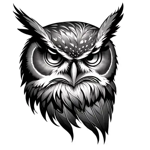 Angry Owl Eyes Feather