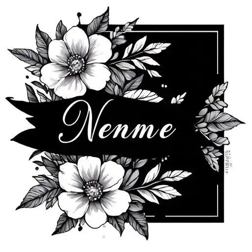 Floral Patterns Intertwined Thigh Tattoo With Name