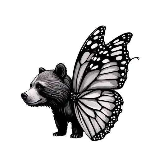 Bear And Butterfly Wings Together