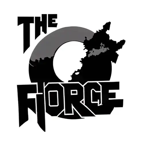 An Incomplete Small Circle Completed With Text 'The Force'
