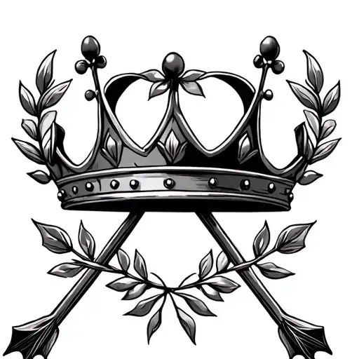 A Crown Made Of An Olive Branch That Is Side On With Two Arrows Crossed In The Centre