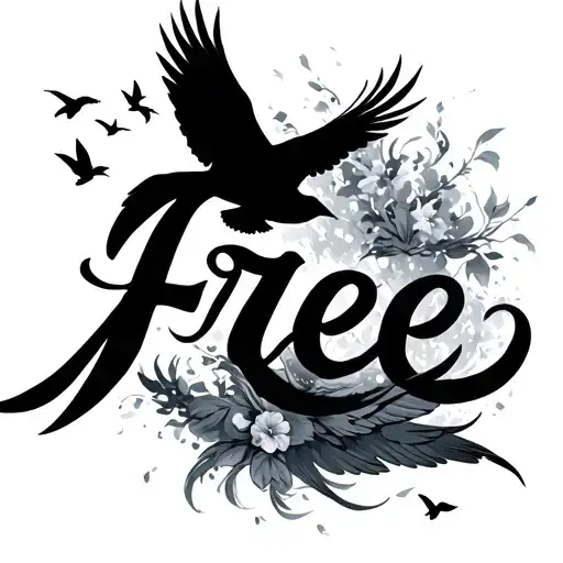 The Word Free But With Birds Flying