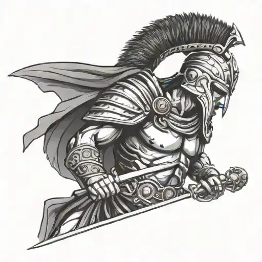 Greek Warrior Wielding A Sword