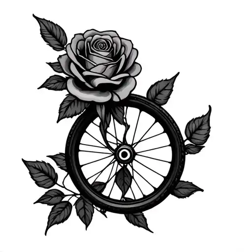 Rose And Bicycle Wheel Intertwined