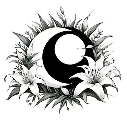 Sun Moon Phase With Easter Lillies