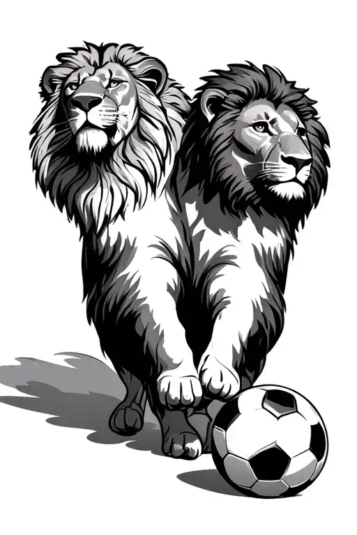 Soccer Ball With A Whole Neighborhood And Lion