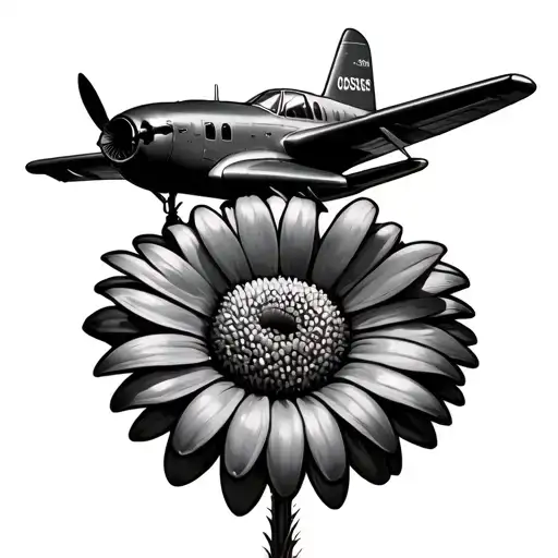Daisy Flower And Cessna Plane