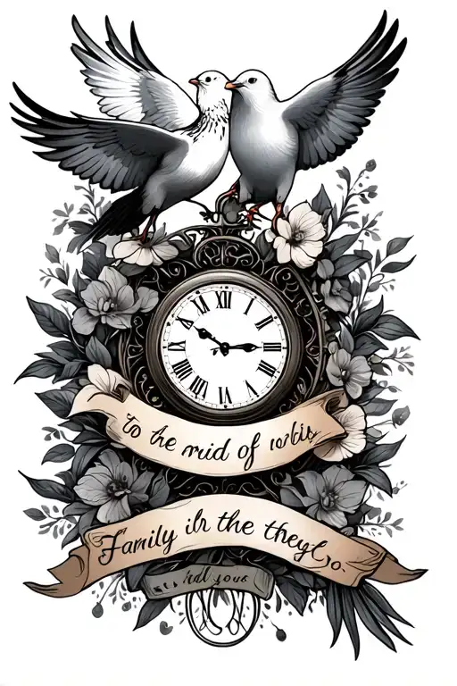 Meaningful Family Quote And Arround It Clock Doves