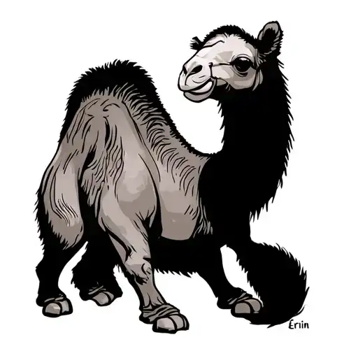 Camel Line Drawing With Name Erin