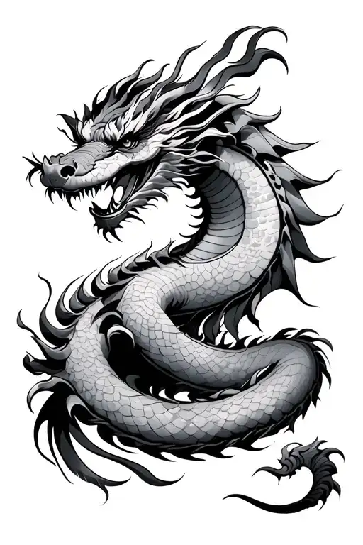 East Asian Dragon With Scroll Wrapped