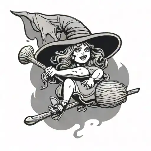 Witch Riding Broomstick Bbw Chubby Face Full Body 70S Hair