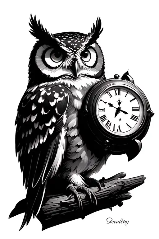 Owl With Clock