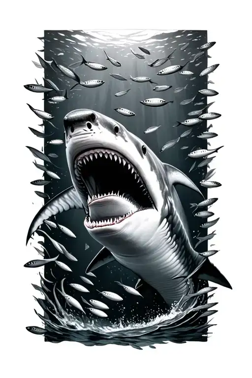 Whale Shark Surrounded By A School Of Sardines