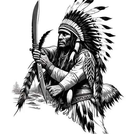 Native American Knife Fight Scene