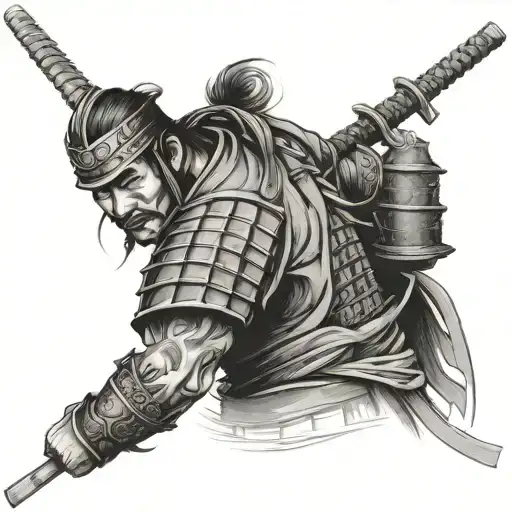 Samurai Warrior With Temples In The Background For The Outer Forearm