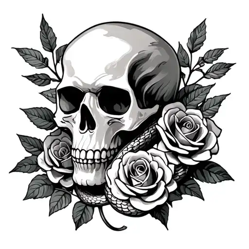 Skull Snake And Roses