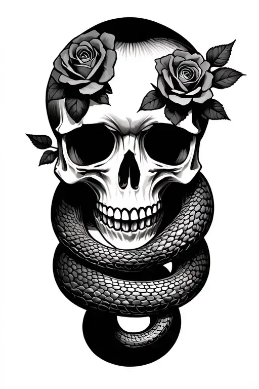 Skull Snake And Roses