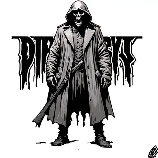 Grim Reaper In Trench Coat Standing