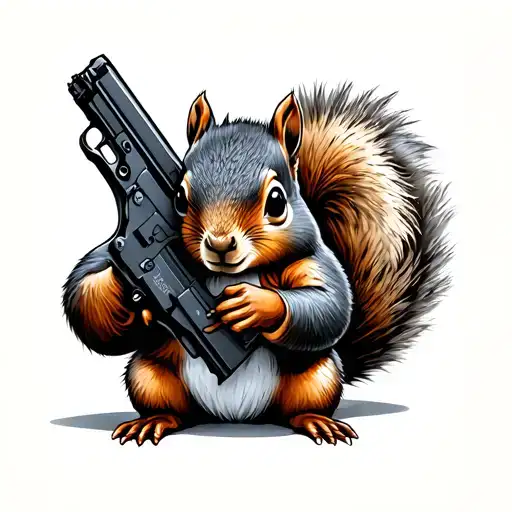 Army Squirrel Holding A Gun
