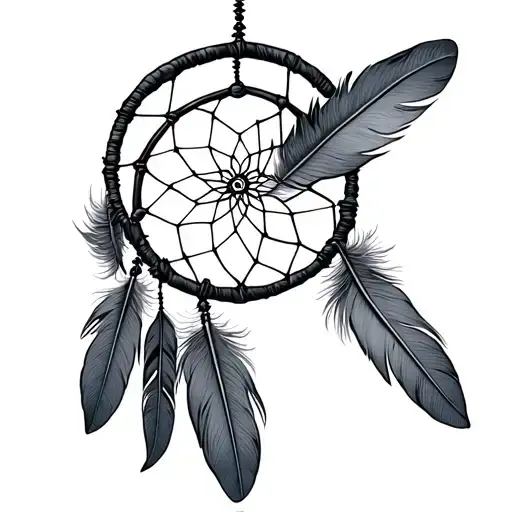 Dreamcatcher With 3 Grey Feathers