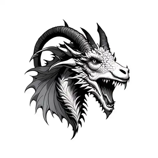 Demonic Dragon And Goat Head